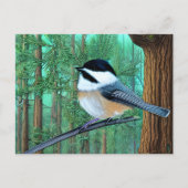 Rustic Evergreen Pine Chickadee Briefkaart (Voorkant)