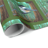 Rustic Evergreen Pine Chickadee Cadeaupapier (Rol Hoek)