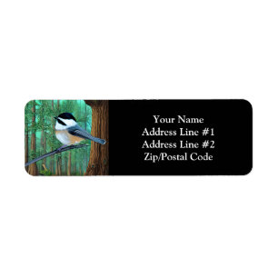 Rustic Evergreen Pine Chickadee Etiket