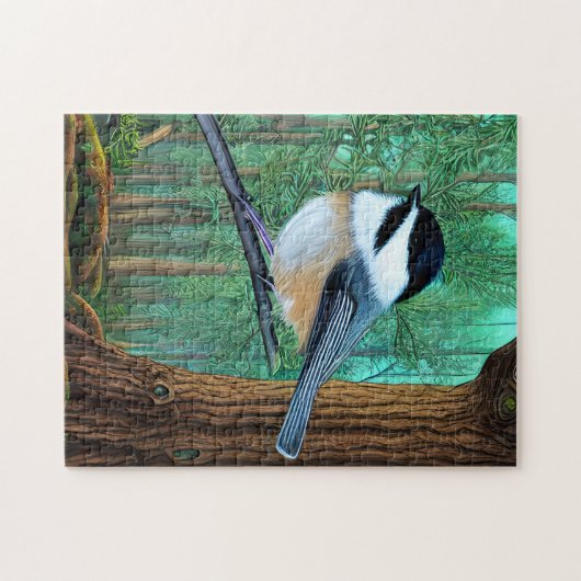 Rustic Evergreen Pine Chickadee Legpuzzel (Horizontaal)