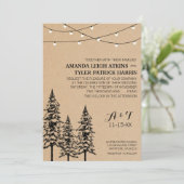 Rustic Evergreen Pine Tree Wedding Invitations Kaart (Staand voorkant)