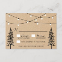 Rustic Evergreen Pine Tree Wedding RSVP-kaarten