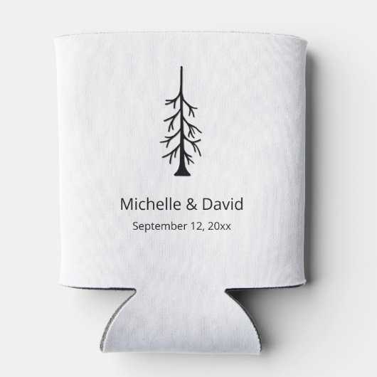 Rustic Evergreen Tree Casual Boho Wedding  Blikjeskoeler (Achterkant)