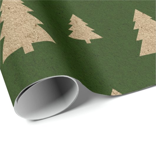 Rustic Evergreen Tree Personalized Christmas Photo Cadeaupapier (Rol Hoek)