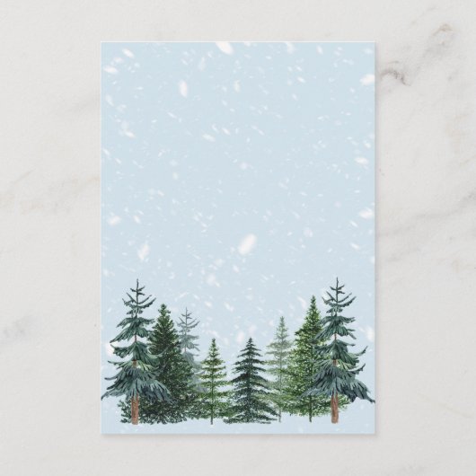 Rustic Evergreen Winter Pine Trees Accommodations Informatiekaartje (Achterkant)