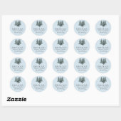 Rustic Evergreen Winter Pine Trees Wedding Favor Ronde Sticker (Vel)