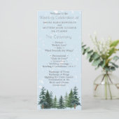 Rustic Evergreen Winter Pine Trees Wedding Programma (Staand voorkant)