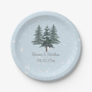 Rustic Evergreen Winter Pine Wedding Papieren Bordje