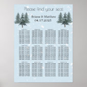 Rustic Evergreen Winter Pine Wedding Seating Chart Poster (Voorkant)