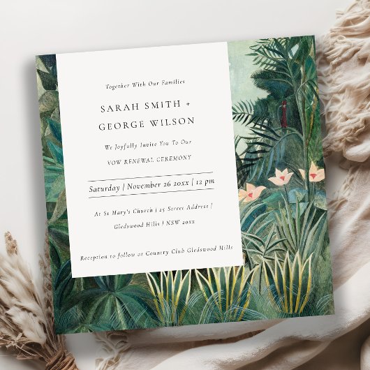 Rustic Exotic Tropical Forest Vow Renewal Invite Bedankkaart