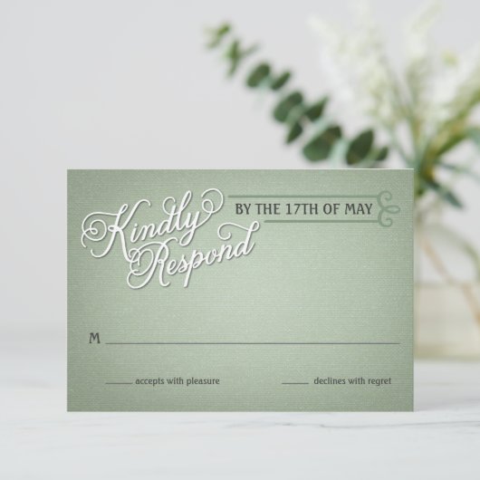 Rustic Fade Green Response RSVP Kaartje (Staand voorkant)