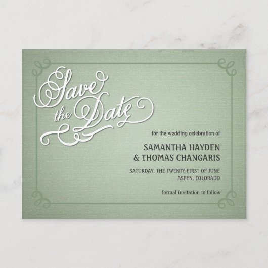 Rustic Fade Green Save the Date Aankondigingskaart (Voorkant)