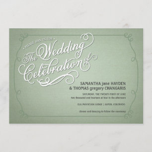 Rustic Fade Green Wedding Invitation Kaart