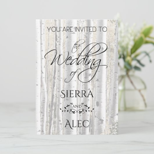 Rustic Faded White Birch Trees Kaart (Staand voorkant)