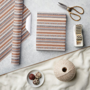 Rustic Fair Isle Nordic Stripe Cadeaupapier