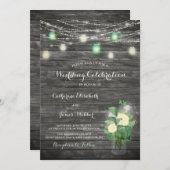 Rustic Fairy Lights Mason Jar Invitation Mariage (Devant / Derrière)
