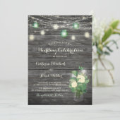 Rustic Fairy Lights Mason Jar Invitation Mariage (Debout devant)