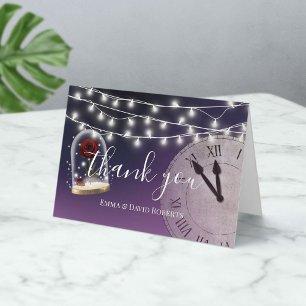 Rustic Fairytale bruiloft Elegant Paars Dank je Bedankkaart
