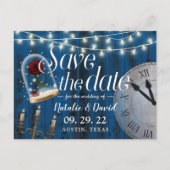 Rustic Fairytale bruiloft Navy Barn Save the Date Aankondigingskaart (Voorkant)