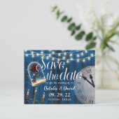 Rustic Fairytale bruiloft Navy Barn Save the Date Aankondigingskaart (Staand voorkant)