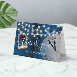 Rustic Fairytale bruiloft Navy Barn Wood Dank je Bedankkaart