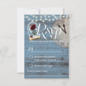 Rustic Fairytale Dusty Blue Barn Wedding RSVP Kaartje (Voorkant)