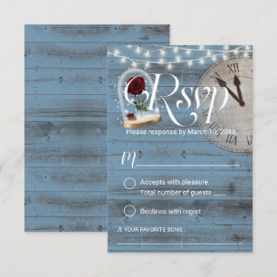 Rustic Fairytale Dusty Blue Barn Wedding RSVP Kaartje