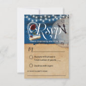 Rustic Fairytale marine Blue Barn Wedding RSVP (Voorkant)