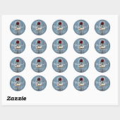 Rustic Fairytale Roos Dome Dusty Blue Wedding Ronde Sticker (Vel)