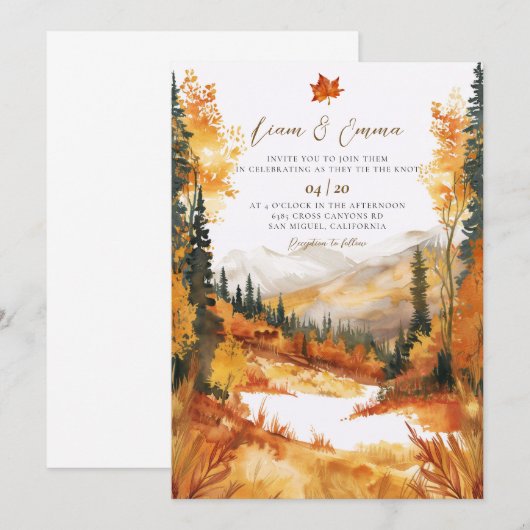Rustic Fall Autumn Landscape Wedding Invitation (Devant / Derrière)