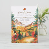 Rustic Fall Autumn Landscape Wedding Invitation Kaart (Staand voorkant)