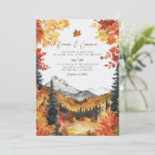 Rustic Fall Autumn Landscape Wedding Invitation Kaart (Staand voorkant)