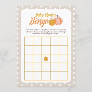 Rustic Fall Baby shower Bingo Carte de jeu