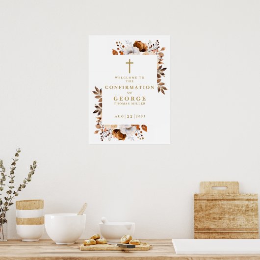Rustic Fall Botanical Confirmation Affiche de bien (Cuisine)