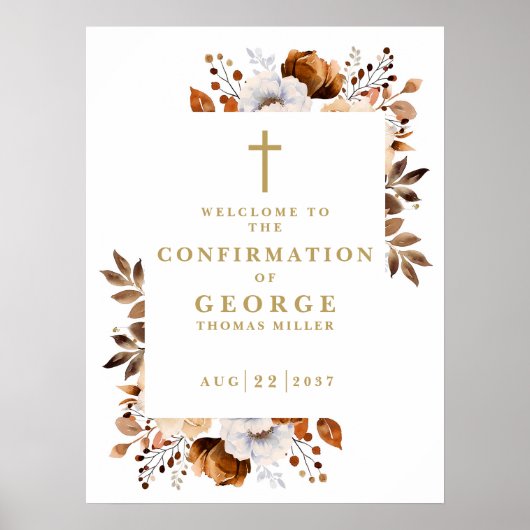 Rustic Fall Botanical Confirmation Affiche de bien (Devant)