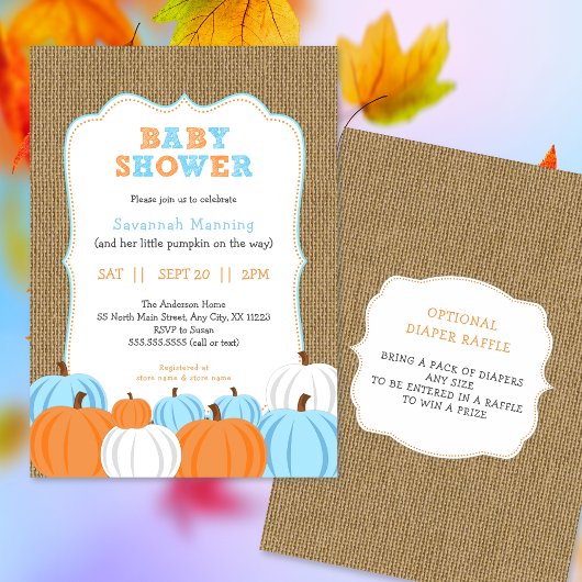 Rustic Fall Boy baby shower invitation