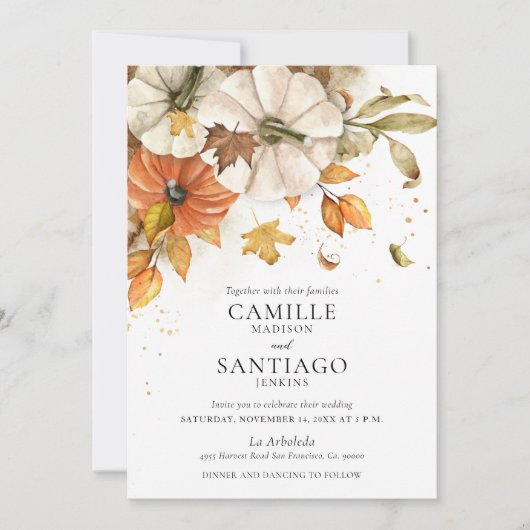 Rustic Fall Citrouille Faire-part de mariage (Devant)