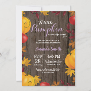 Rustic Fall Citrouille Girl Baby shower invitation