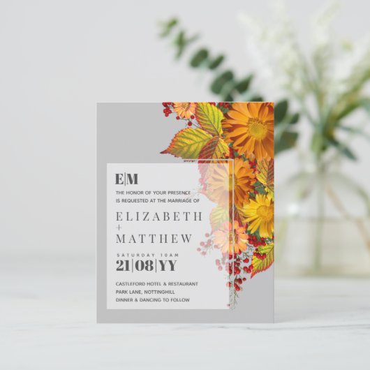 Rustic Fall Daisies Feuille Orange Mariage budget (Debout devant)