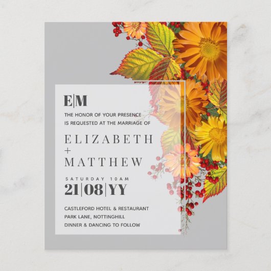 Rustic Fall Daisies Feuille Orange Mariage budget (Devant)