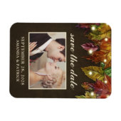 Rustic Fall Feuaves Photo Magnet Réservez la date (Horizontal)