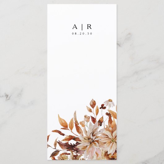 Rustic Fall Feuilles Mariage plat menu (Dos)