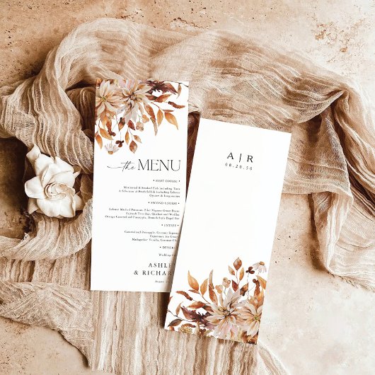 Rustic Fall Feuilles Mariage plat menu