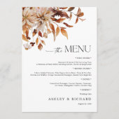 Rustic Fall Feuilles Mariage plat menu (Devant)