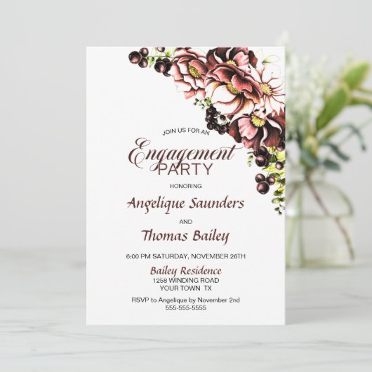 Rustic Fall Floral Engagement Party Invitation (Debout devant)