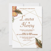 Rustic Fall Floral Gold Frame Faire-part de mariag (Devant)