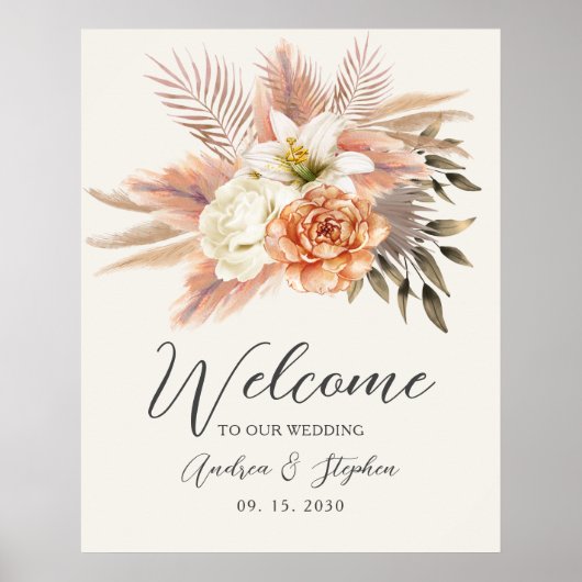 Rustic Fall Floral Mariage Affiche de bienvenue (Devant)