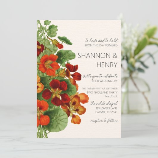 Rustic Fall Floral Modern Wedding Invitation (Debout devant)