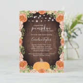 Rustic Fall Florals Baby shower de bois Invitation (Debout devant)