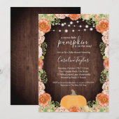 Rustic Fall Florals Baby shower de bois Invitation (Devant / Derrière)